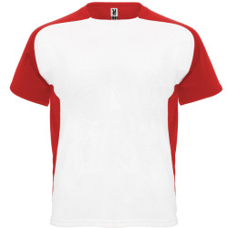 T-shirt technique à manches raglan respirant, Blanc/Rouge