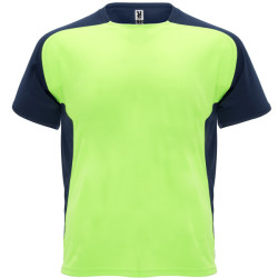 T-shirt technique à manches raglan respirant, Vert Fluo/Bleu marine