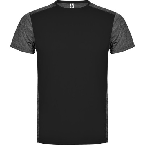 T-shirt technique respirant Zolder, noir et noir chiné