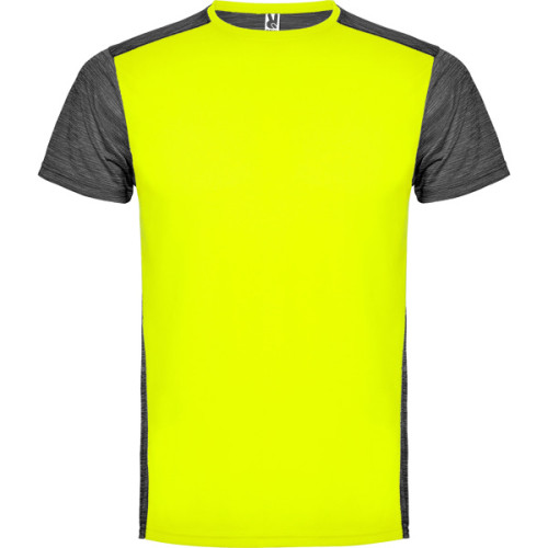 T-shirt technique respirant Zolder, jaune et noir chiné