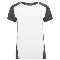T-shirt technique femme ajusté respirant Zolder Woman, blanc et noir chiné