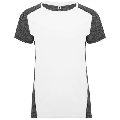 T-shirt technique femme ajusté respirant Zolder Woman, blanc et noir chiné