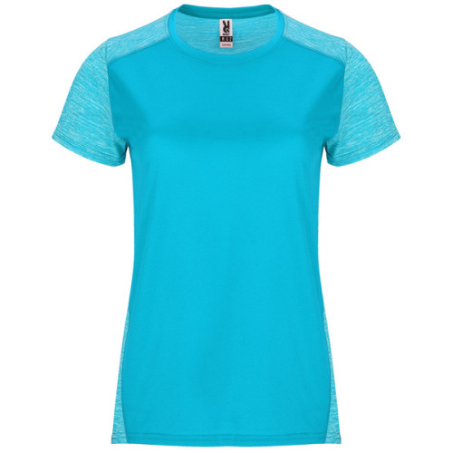 T-shirt technique femme ajusté respirant Zolder Woman, turquoise et turquoise chiné