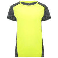 T-shirt technique femme ajusté respirant Zolder Woman, jaune et noir chiné
