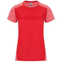 T-shirt technique femme ajusté respirant Zolder Woman, rouge et rouge chiné