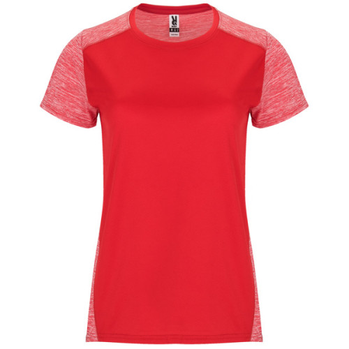 T-shirt technique femme ajusté respirant Zolder Woman, rouge et rouge chiné